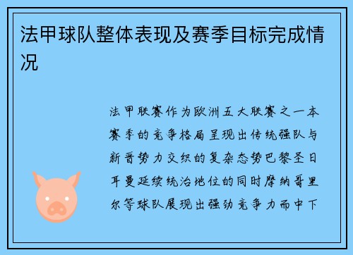 法甲球队整体表现及赛季目标完成情况